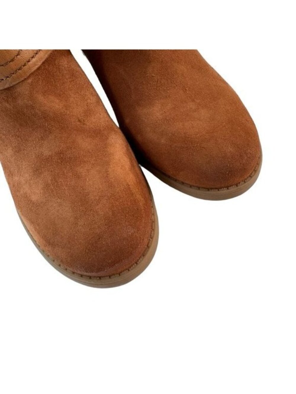 Earth Leather Suede Ankle Boot Lina Arlington Western Bootie Cognac Size 7.5 - Picture 6 of 10